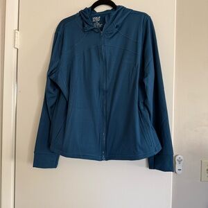 Level Up Women's Blue Hooded zip up Jacket